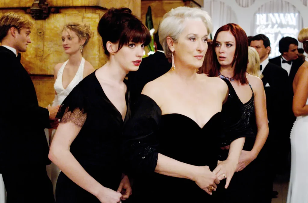 Anne Hathaway, Meryl Streep, and Emily Blunt in The Devil Wears Prada.Courtesy of Everett Collection