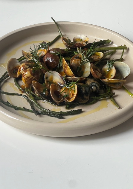 recipe for mussels, asparagus and kulen