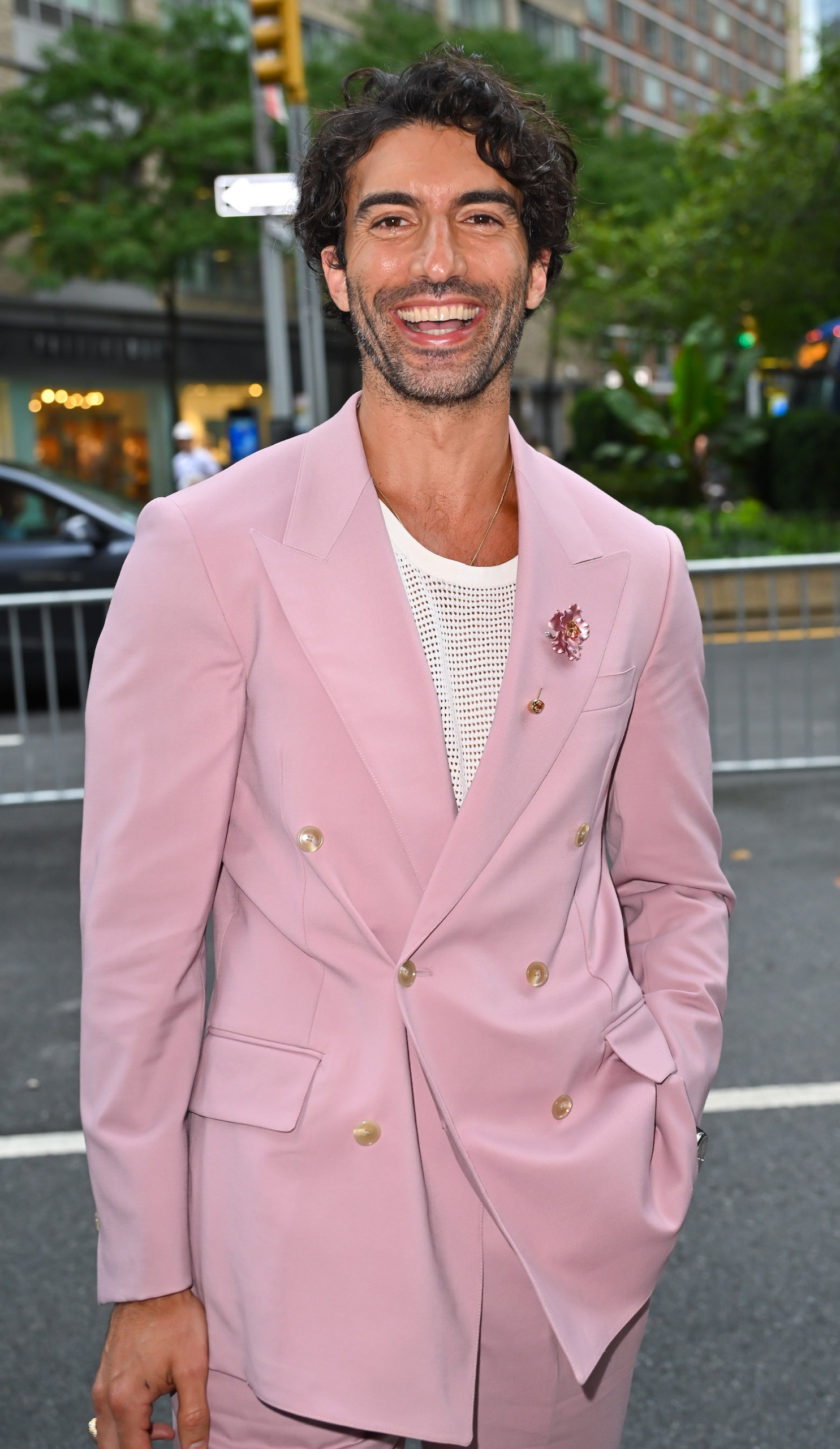 NEW YORK, NEW YORK - AUGUST 06: Justin Baldoni arrives at the "It Ends With Us" premiere at AMC Lincoln Square Theater on August 06, 2024 in New York City.