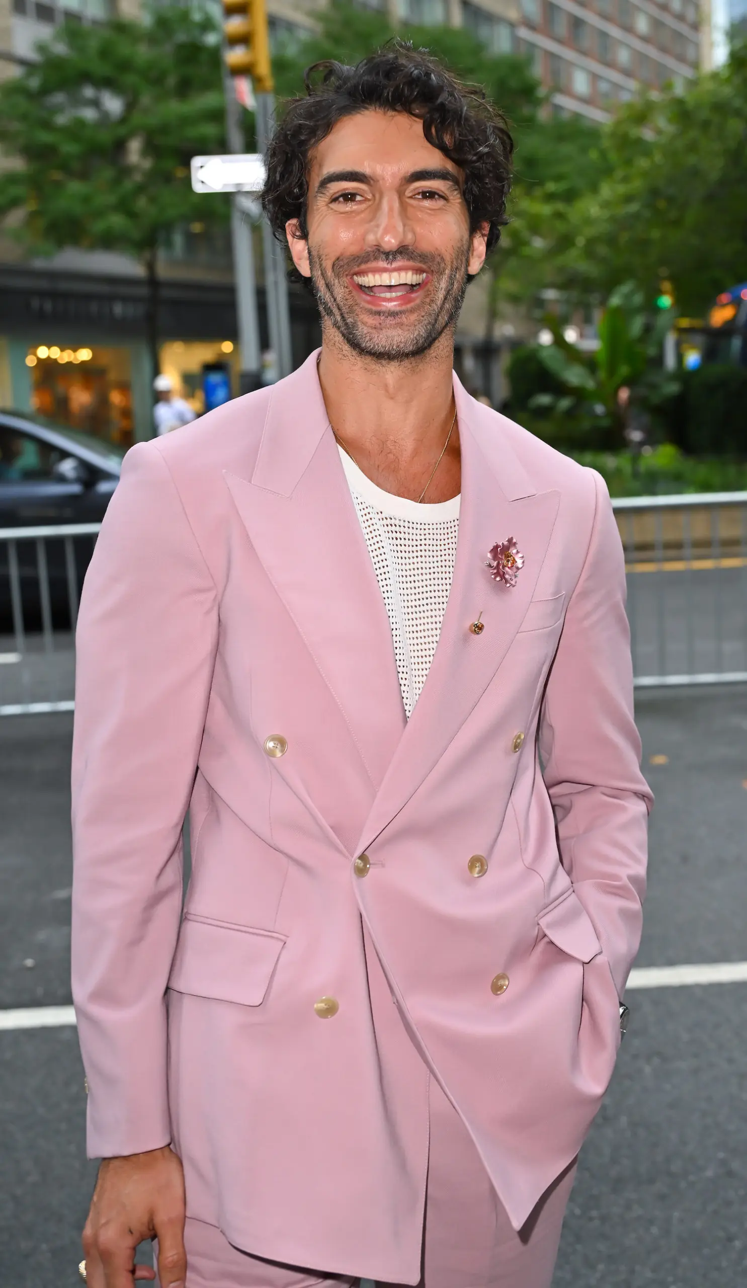 NEW YORK, NEW YORK - AUGUST 06: Justin Baldoni arrives at the "It Ends With Us" premiere at AMC Lincoln Square Theater on August 06, 2024 in New York City. (Photo by James Devaney/GC Images)