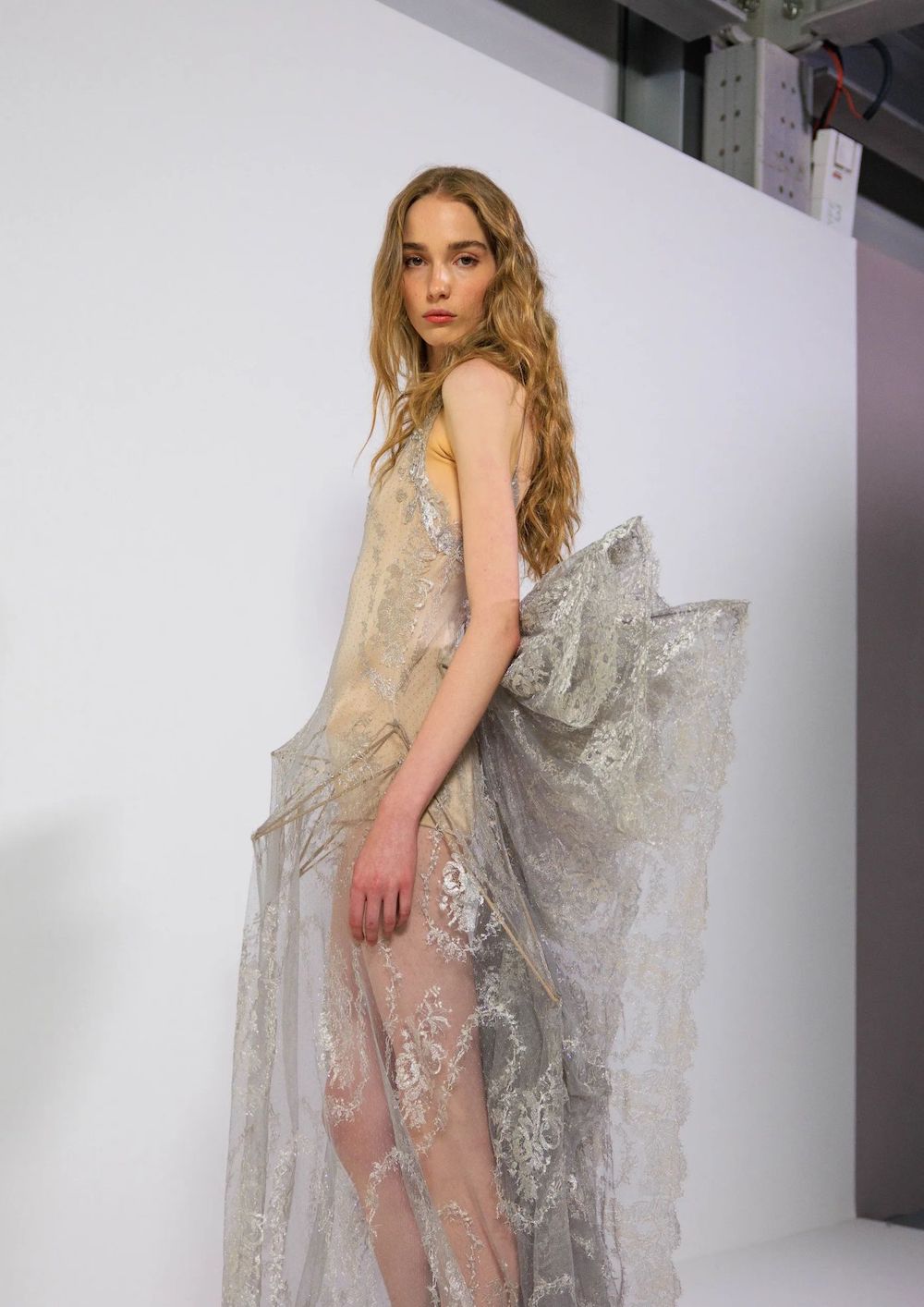 model s dugom sjajnom kosom